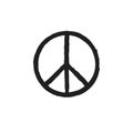 Grunge texture hippie round peace black sign. Royalty Free Stock Photo