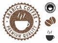 Grunge Textured Arabica Coffee Premium Quality Stamp Seal with Coffee Cup