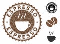 Grunge Textured Espresso Stamp Seal with Coffee Cup