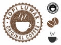 Grunge Textured Kopi Luwak Original Coffee Stamp Seal with Coffee Cup