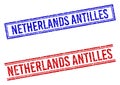 Grunge Textured NETHERLANDS ANTILLES Stamps with Double Lines
