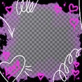 Grunge textured square background for valentines day. Abstract graffiti frame overlay with halftone effect, messy splatter and Royalty Free Stock Photo