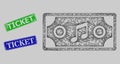 Grunge Ticket Imprints and Network Concert Ticket Mesh Royalty Free Stock Photo