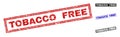 Grunge TOBACCO FREE Scratched Rectangle Watermarks