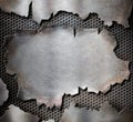 Grunge torn metal plate as steam punk background