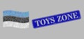 Grunge Toys Zone Seal and Pointer Waving Estonia Flag - Collage with Pin Icons