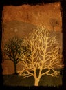 Grunge trees - sepia