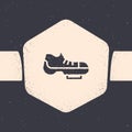 Grunge Triathlon cycling shoes icon isolated on grey background. Sport shoes, bicycle shoes. Monochrome vintage drawing Royalty Free Stock Photo