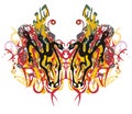 Grunge tribal linear butterfly pattern