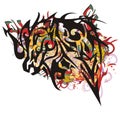 Grunge tribal monster-horse splashes