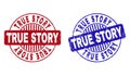 Grunge TRUE STORY Scratched Round Stamp Seals Royalty Free Stock Photo