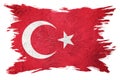 Grunge Turkey flag. Turkish flag with grunge texture. Brush stroke