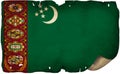 Turkmenistan Flag On Old Paper