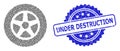 Grunge Under Destruction Stamp and Recursion Car Wheel Icon Collage Royalty Free Stock Photo