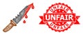 Grunge Unfair Stamp Seal and Network Blood Knife Icon