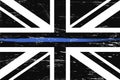 Grunge United Kingdom flag a with thin blue line Royalty Free Stock Photo
