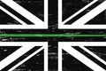 Grunge United Kingdom flag with a thin green line Royalty Free Stock Photo