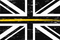 Grunge United Kingdom flag with a thin yellow Line Royalty Free Stock Photo