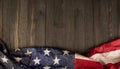 Grunge United Sates of America flag on Wooden table top view with copy space Royalty Free Stock Photo