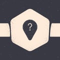 Grunge Unknown route point icon isolated on grey background. Navigation, pointer, location, map, gps, direction, search