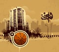 Grunge urban basketball background Royalty Free Stock Photo