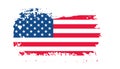 Grunge US Flag brush stroke effect. USA flag brush paint use to 4 of July American President Day. Royalty Free Stock Photo