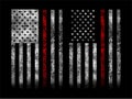 Grunge usa firefighters with thin red line vector design. Royalty Free Stock Photo