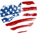 Grunge USA flag in heart shape Royalty Free Stock Photo