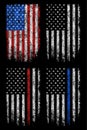 Grunge usa, police, firefighter flag set vector design Royalty Free Stock Photo