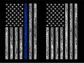 Black and white / grunge usa police flag with thin blue line vector design.