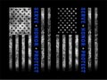 Grunge usa police with thin blue line vector design.