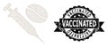 Grunge Vaccinated Ribbon Seal Stamp and Mesh Wireframe Coffein Syringe Royalty Free Stock Photo