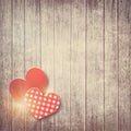 Grunge valentine background with two hearts Royalty Free Stock Photo