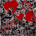 Grunge valentines day background with hearts