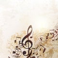 Grunge vector background with music notes in vintage style Royalty Free Stock Photo