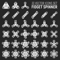 Grunge Vector Icons of Different Fidget Spinners