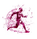 Grunge vector silhouette of a running athlete