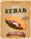 Grunge And Vintage Kebab Sandwich Poster Royalty Free Stock Photo