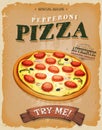 Grunge And Vintage Pepperoni Pizza Poster