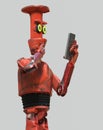 Grunge vintage robot look on cell phone. 3D rendering