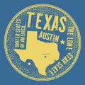 Grunge vintage round stamp with text Austin, Texas