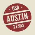 Grunge vintage round stamp with text Austin, Texas