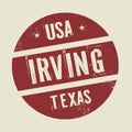 Grunge vintage round stamp with text Irving, Texas