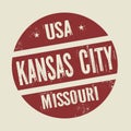 Grunge vintage round stamp with text Kansas City, Missouri