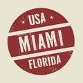 Grunge vintage round stamp with text Miami, Florida