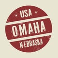 Grunge vintage round stamp with text Omaha, Nebraska