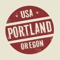 Grunge vintage round stamp with text Portland, Oregon Royalty Free Stock Photo