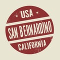 Grunge vintage round stamp with text San Bernardino, California