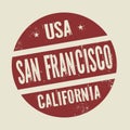 Grunge Vintage Round Stamp With Text San Francisco, California