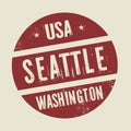 Grunge vintage round stamp with text Seattle, Washington